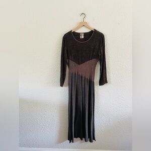 Vintage Brown and Black Midi Dress